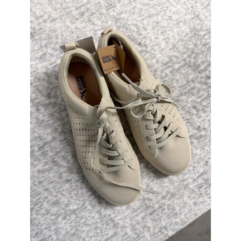 Eddie Bauer Leslie Women 9M Taupe Knit Sneaker Memory Foam Comfort Athletic Shoe